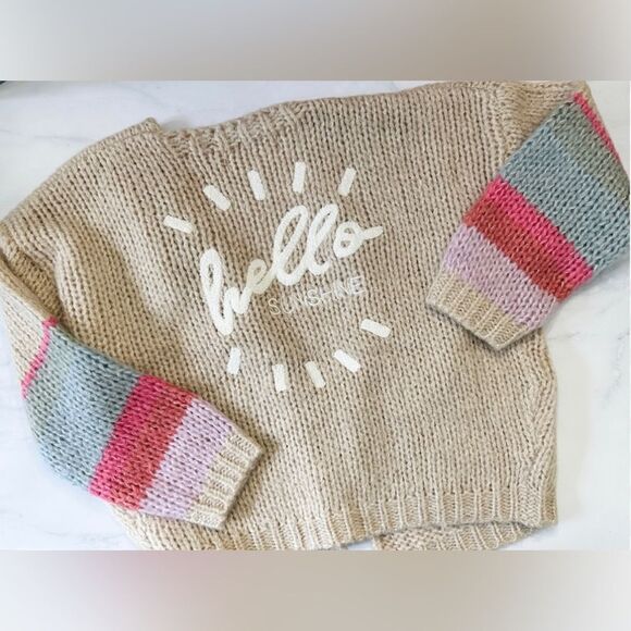 SALTWATER LUXE Colorful Knit Sweater with 'Hello SunShine” on back Design!  NWT! - Picture 2 of 8